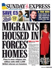 Daily Express Sunday (UK) Newspaper Front Page for 27 November 2022