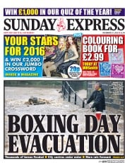 Daily Express Sunday (UK) Newspaper Front Page for 27 December 2015