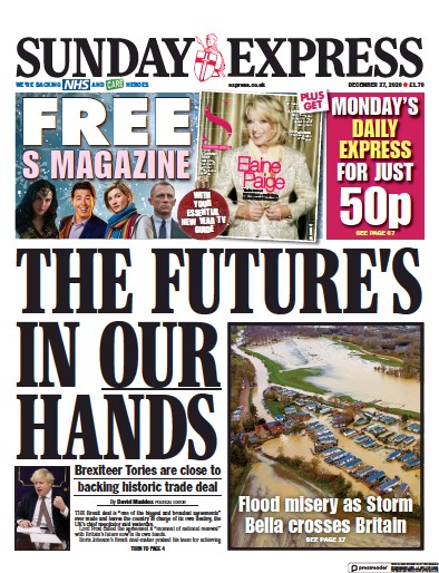 Daily Express Sunday Newspaper Front Page (UK) for 27 December 2020
