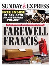 Daily Express Sunday front page for 27 April 2025