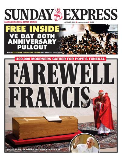 Daily Express Sunday Newspaper Front Page (UK) for 27 April 2025