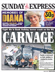 Daily Express Sunday (UK) Newspaper Front Page for 27 August 2017