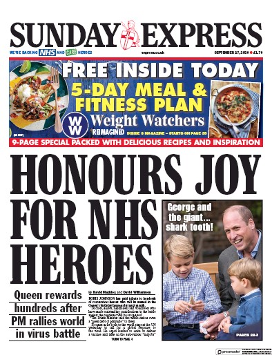 Daily Express Sunday Newspaper Front Page (UK) for 27 September 2020