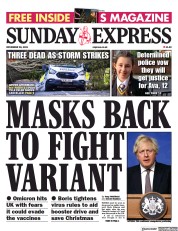 Daily Express Sunday front page for 28 November 2021