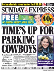 Daily Express Sunday (UK) Newspaper Front Page for 28 January 2018