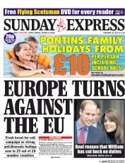 Daily Express Sunday (UK) Newspaper Front Page for 28 February 2016