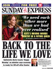 Daily Express Sunday (UK) Newspaper Front Page for 28 March 2021