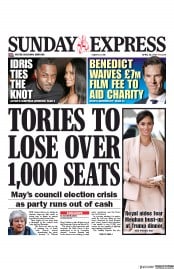 Daily Express Sunday (UK) Newspaper Front Page for 28 April 2019