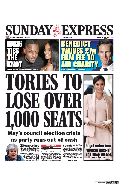 Daily Express Sunday Newspaper Front Page (UK) for 28 April 2019