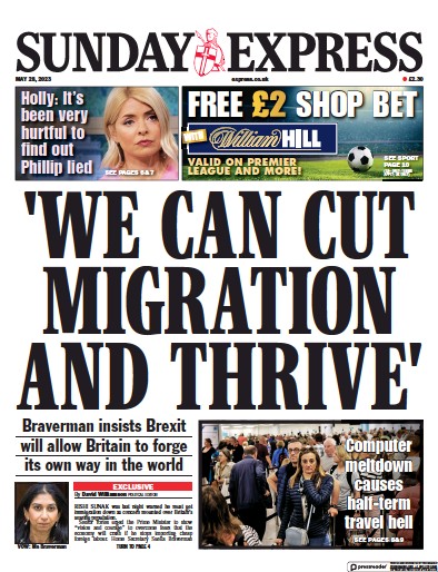 Daily Express Sunday Newspaper Front Page (UK) for 28 May 2023