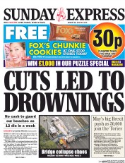 Daily Express Sunday (UK) Newspaper Front Page for 28 August 2016