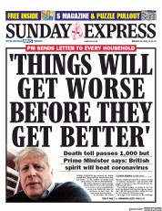 Daily Express Sunday (UK) Newspaper Front Page for 29 March 2020