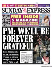 Daily Express Sunday (UK) Newspaper Front Page for 29 August 2021