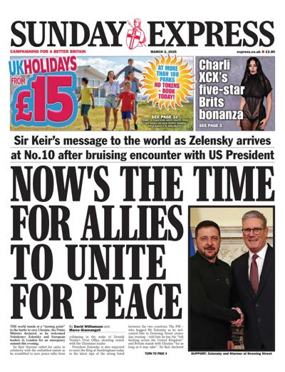 Daily Express Sunday Newspaper Front Page (UK) for 2 March 2025