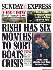 Daily Express Sunday front page for 2 April 2023