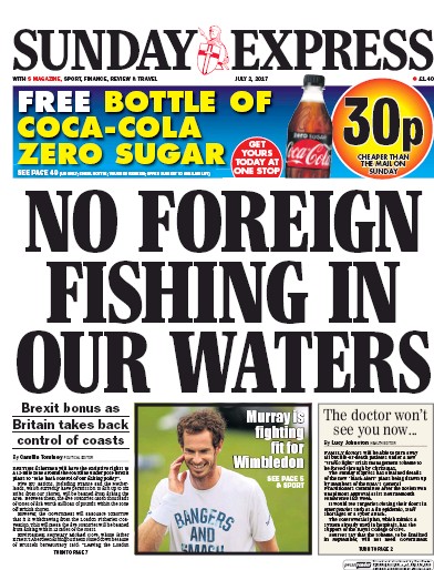 Daily Express Sunday Newspaper Front Page (UK) for 2 July 2017