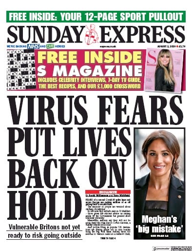 Daily Express Sunday Newspaper Front Page (UK) for 2 August 2020