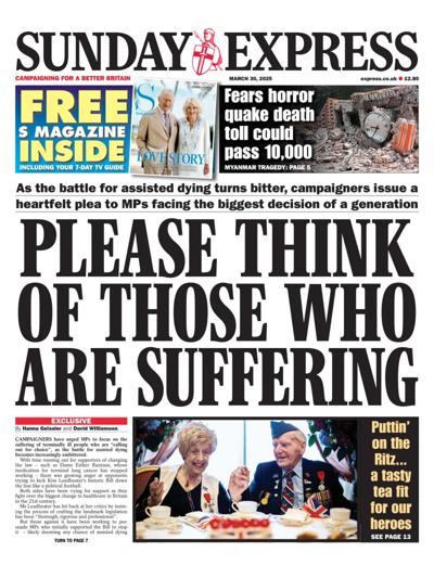 Daily Express Sunday Newspaper Front Page (UK) for 30 March 2025