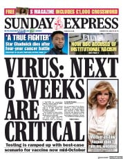 Daily Express Sunday (UK) Newspaper Front Page for 30 August 2020