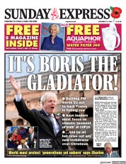 Daily Express Sunday (UK) Newspaper Front Page for 31 October 2021