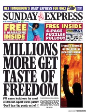 Daily Express Sunday (UK) Newspaper Front Page for 31 May 2020