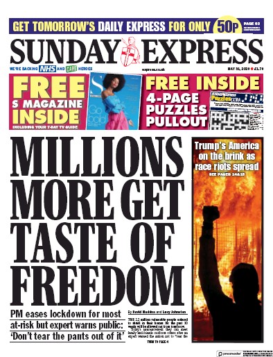 Daily Express Sunday Newspaper Front Page (UK) for 31 May 2020