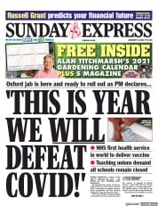 Daily Express Sunday (UK) Newspaper Front Page for 3 January 2021