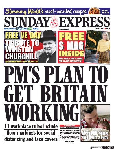Daily Express Sunday Newspaper Front Page (UK) for 3 May 2020