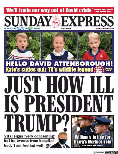 Daily Express Sunday Newspaper Front Page (UK) for 4 October 2020