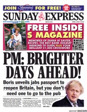 Daily Express Sunday (UK) Newspaper Front Page for 4 April 2021