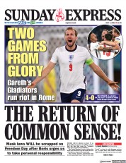 Daily Express Sunday (UK) Newspaper Front Page for 4 July 2021