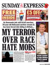 Daily Express Sunday front page for 5 November 2023