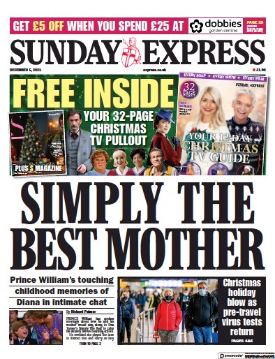 Daily Express Sunday Newspaper Front Page (UK) for 5 December 2021