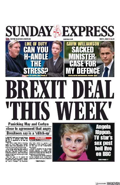 Daily Express Sunday Newspaper Front Page (UK) for 5 May 2019