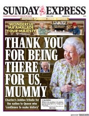 Daily Express Sunday (UK) Newspaper Front Page for 5 June 2022