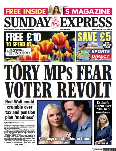 Daily Express Sunday Newspaper Front Page (UK) for 5 September 2021