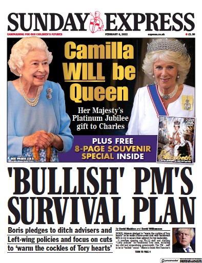 Daily Express Sunday Newspaper Front Page (UK) for 6 February 2022