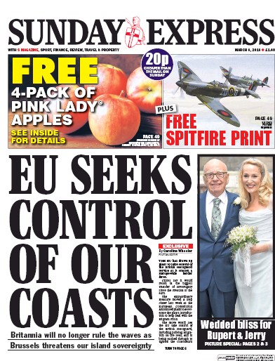 Daily Express Sunday Newspaper Front Page (UK) for 6 March 2016