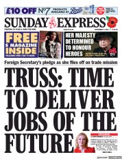 Daily Express Sunday (UK) Newspaper Front Page for 7 November 2021