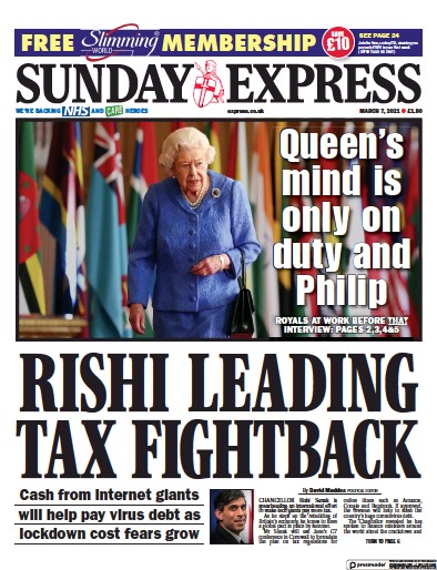 Daily Express Sunday Newspaper Front Page (UK) for 7 March 2021