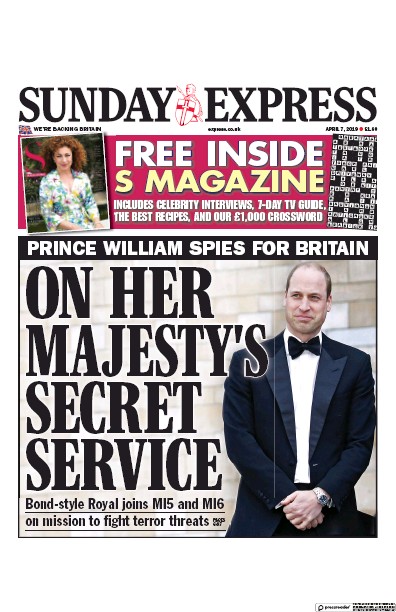 Daily Express Sunday Newspaper Front Page (UK) for 7 April 2019