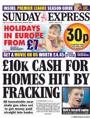 Daily Express Sunday (UK) Newspaper Front Page for 7 August 2016