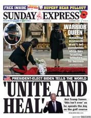 Daily Express Sunday (UK) Newspaper Front Page for 8 November 2020