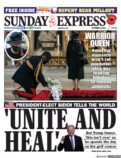 Daily Express Sunday Newspaper Front Page (UK) for 8 November 2020