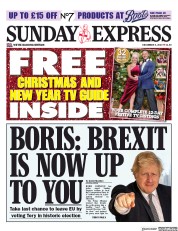 Daily Express Sunday (UK) Newspaper Front Page for 8 December 2019