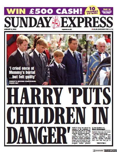 Daily Express Sunday Newspaper Front Page (UK) for 8 January 2023
