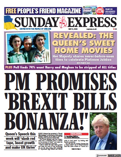 Daily Express Sunday Newspaper Front Page (UK) for 8 May 2022