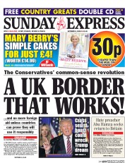 Daily Express Sunday (UK) Newspaper Front Page for 9 October 2016