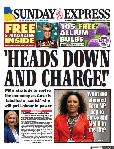 Daily Express Sunday Newspaper Front Page (UK) for 9 October 2022