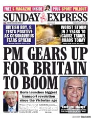 Daily Express Sunday (UK) Newspaper Front Page for 9 February 2020